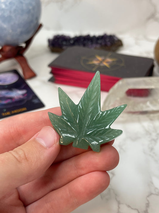 Green Aventurine Weed Leaf