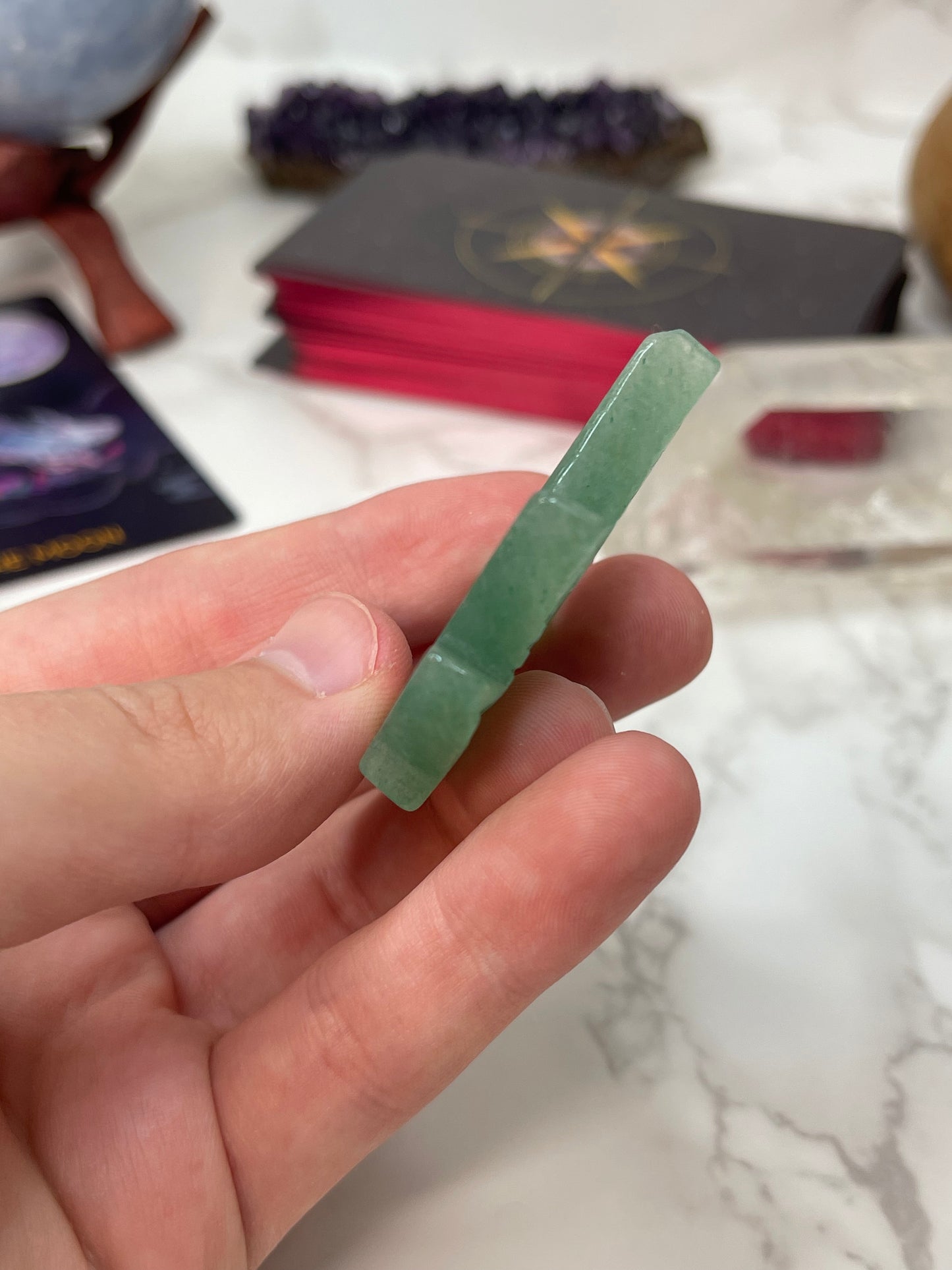 Green Aventurine Weed Leaf